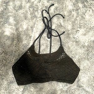 Crochet Black Bikini Top Size small